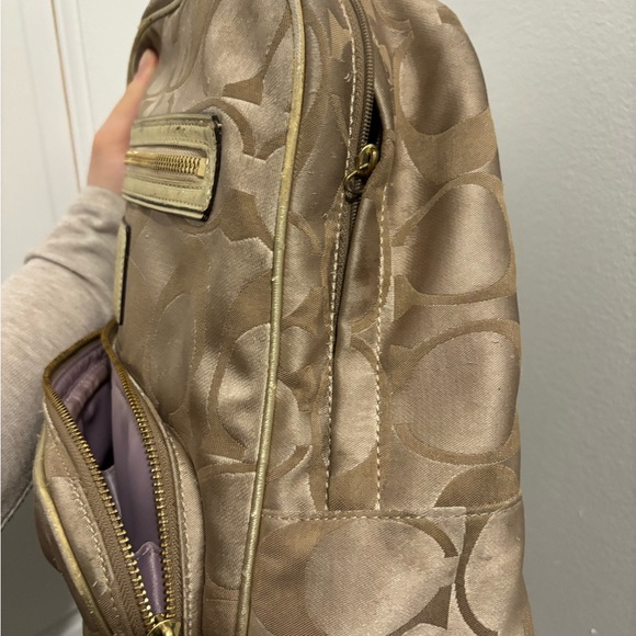 Coach poppy Tan Backpack with Gold Accents - Picture 10 of 11